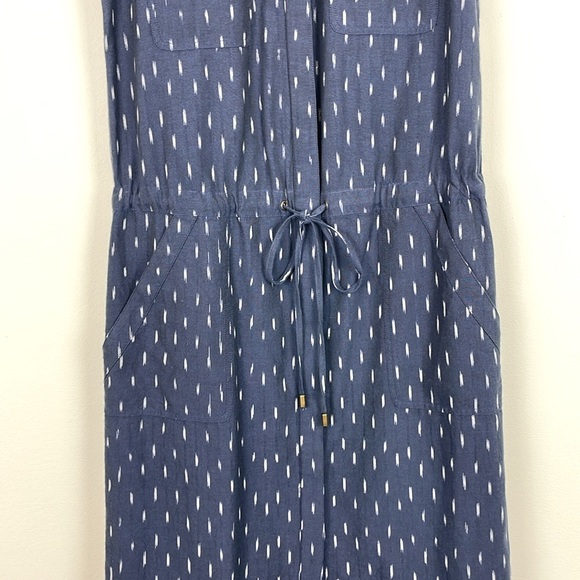 Faherty Blue and White Sleeveless Saylor Ikat Midi Shirt Dress. Size XS. - Picture 6 of 16